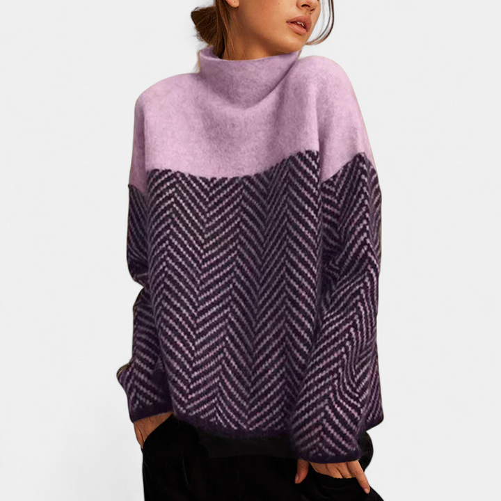 NORA | Two-Tone High-Neck Pullover