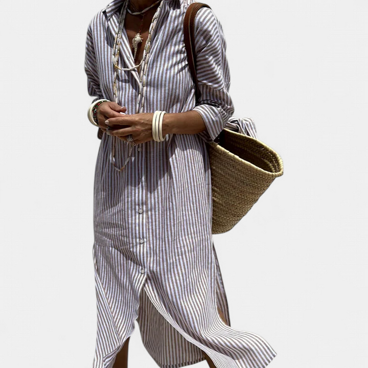 TRIXIE | Elegant Striped Shirt Dress