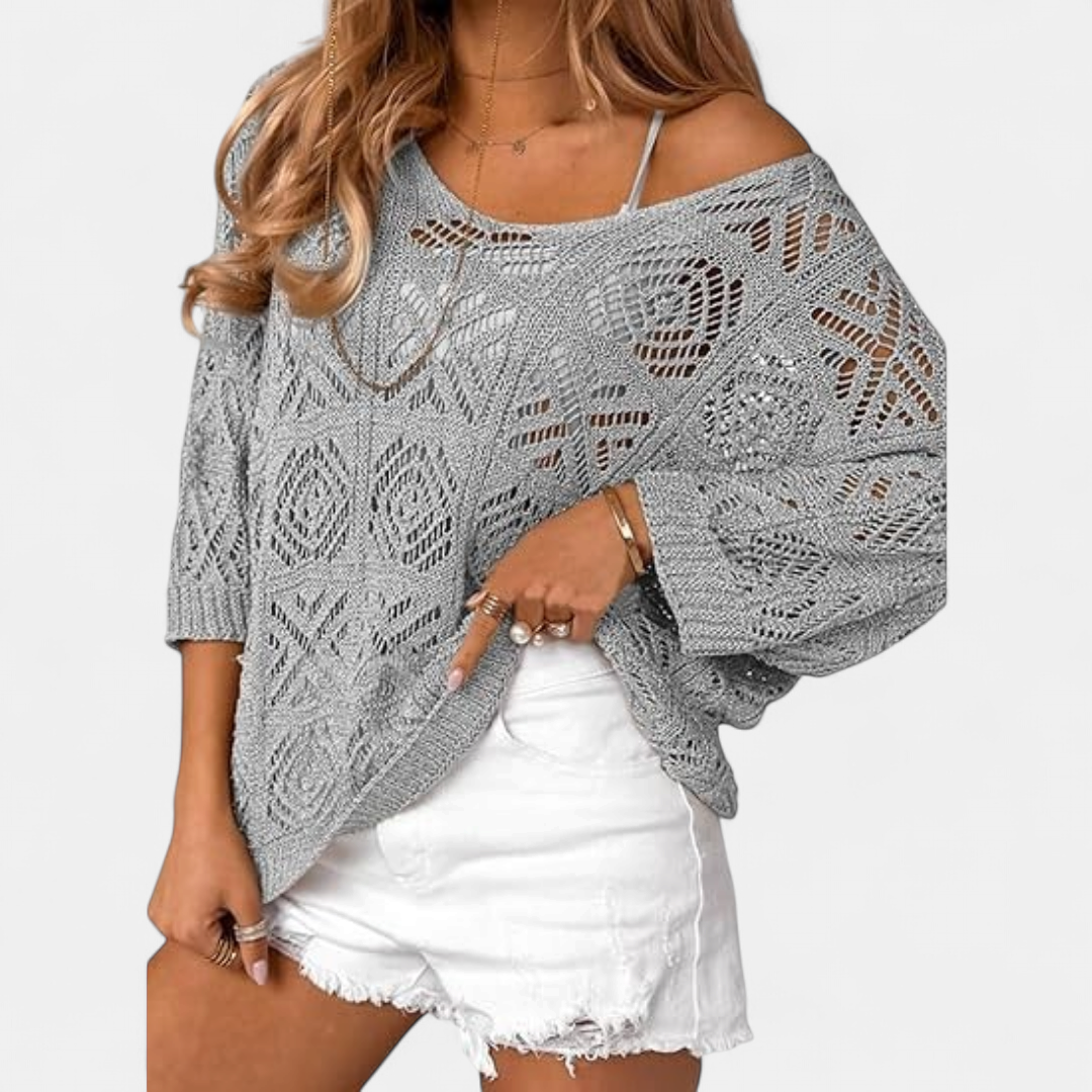 WAVERLY | Crochet Hollow-Out Batwing Sweater