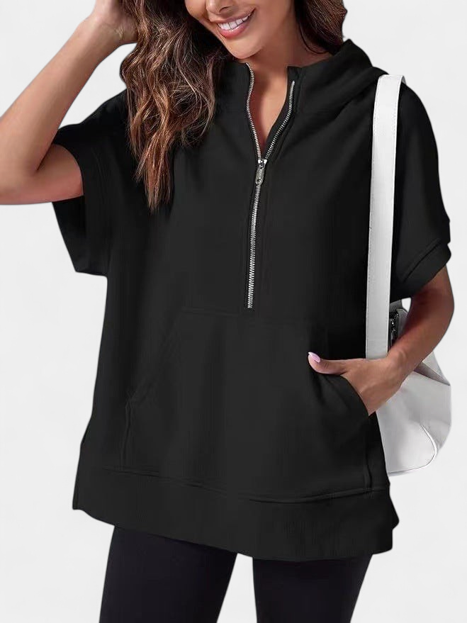 HISPER | Relaxed Oversized Half-Zip Summer Hoodie
