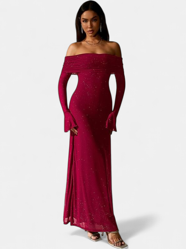 THEA | Off The Shoulder Ruched Sequin Bodycon Dress for Parties