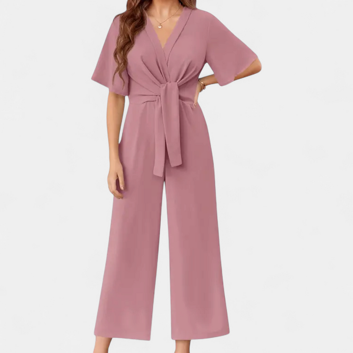 PETRA | Minimalist V-Neck Wide Leg Jumpsuit