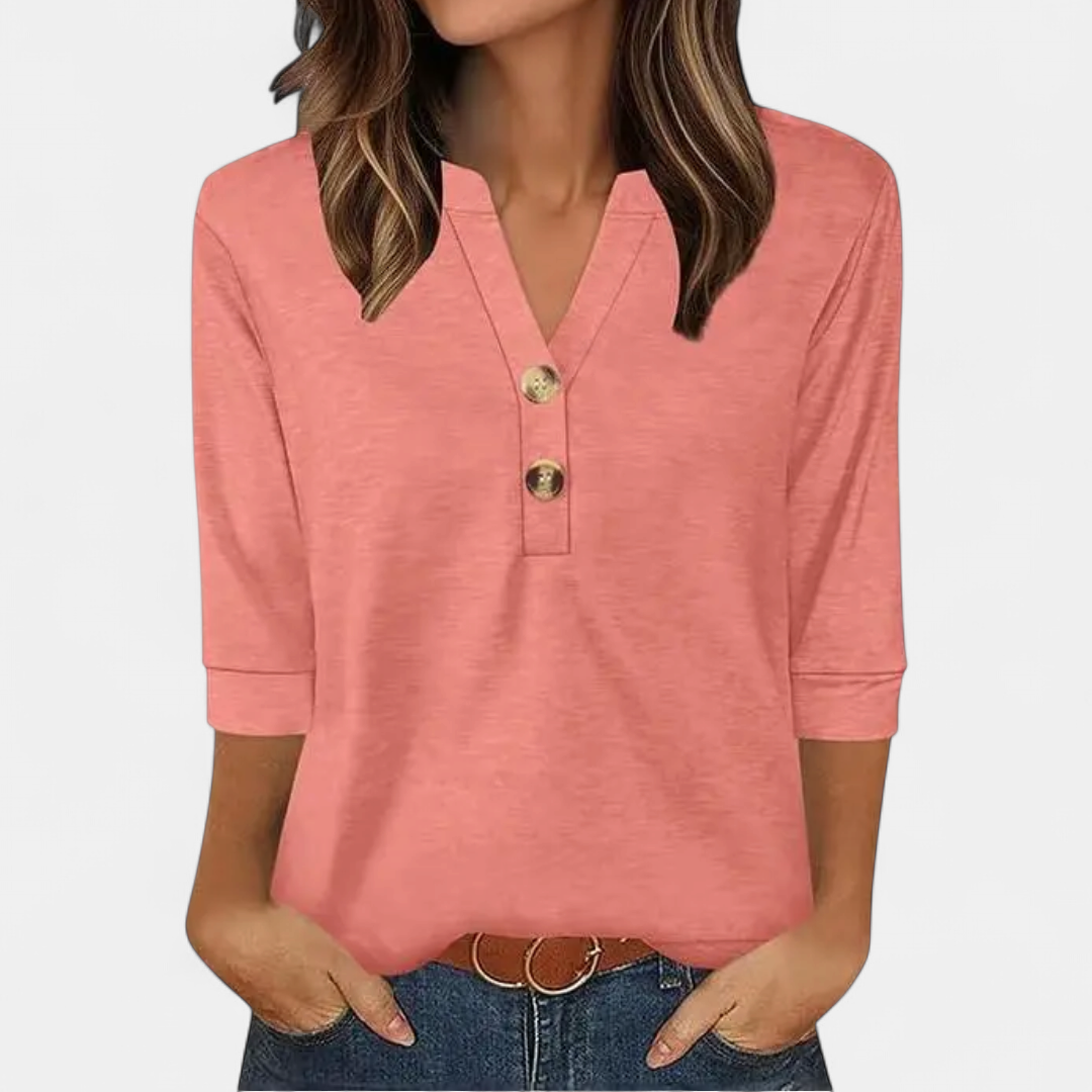 CERYS | Breezy V-Neck Button Blouse