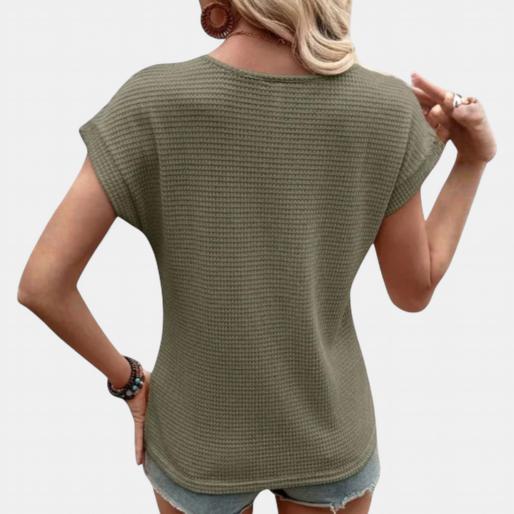 CORIE | Waffle Knit Lace Hollow Top