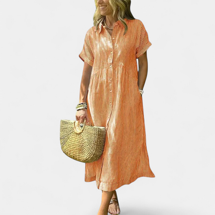 ANDREA | Relaxed Striped Summer Midi Dress