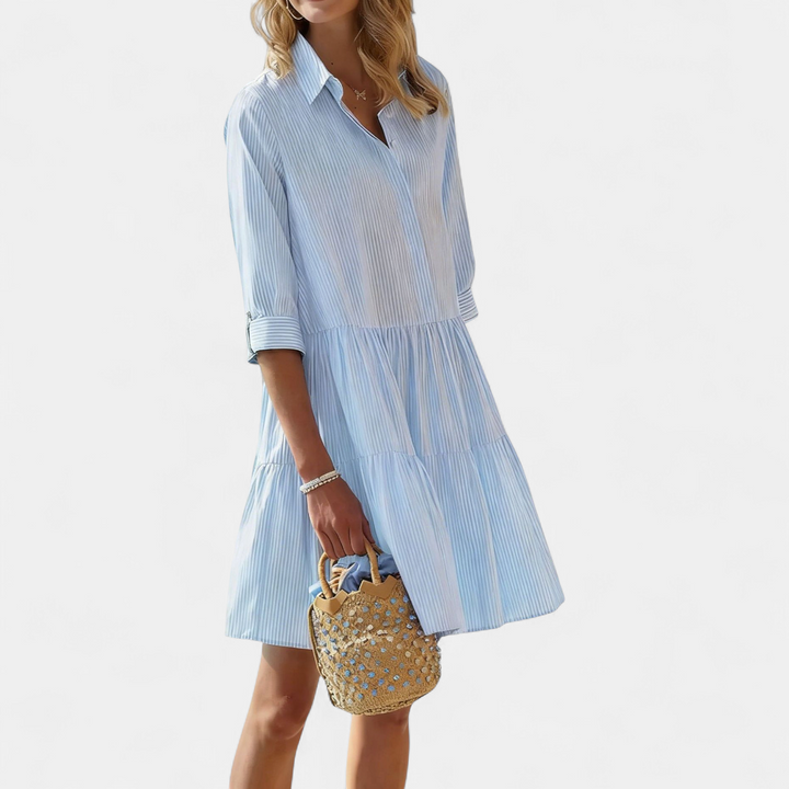 HALCYON | Striped Half-Button Layered Dress