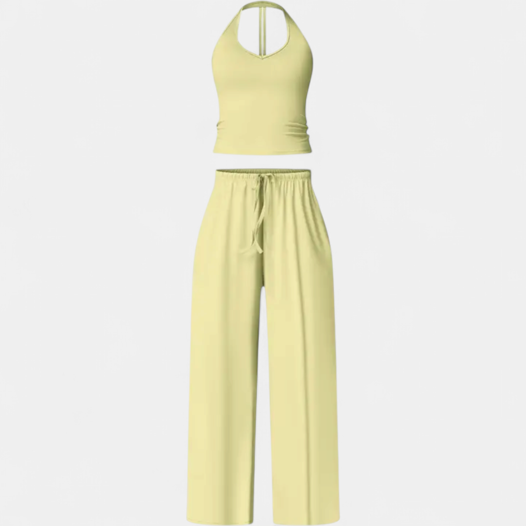 TEAGAN | Flare Leg Padded Sports Bra Fitness Suit 2 Piece High Waisted Pants With Padded Stretch Sports Bra Set