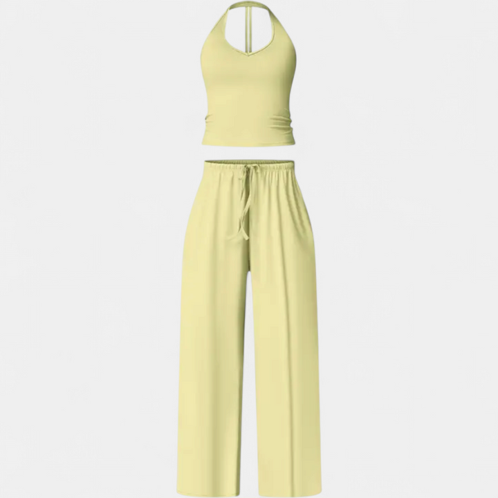 TEAGAN | Flare Leg Padded Sports Bra Fitness Suit 2 Piece High Waisted Pants With Padded Stretch Sports Bra Set
