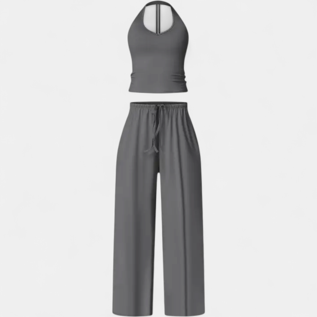 TEAGAN | Flare Leg Padded Sports Bra Fitness Suit 2 Piece High Waisted Pants With Padded Stretch Sports Bra Set