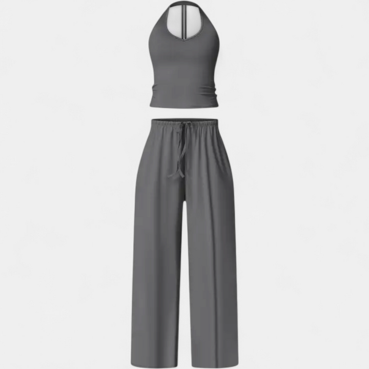 TEAGAN | Flare Leg Padded Sports Bra Fitness Suit 2 Piece High Waisted Pants With Padded Stretch Sports Bra Set