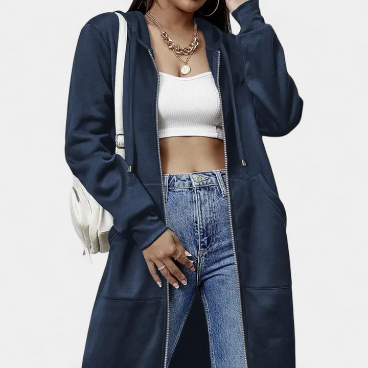 REESE | Cozy Letter-Print Zip-Up Hoodie Cardigan