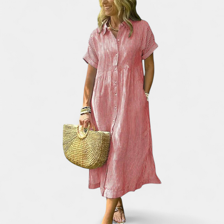 ANDREA | Relaxed Striped Summer Midi Dress