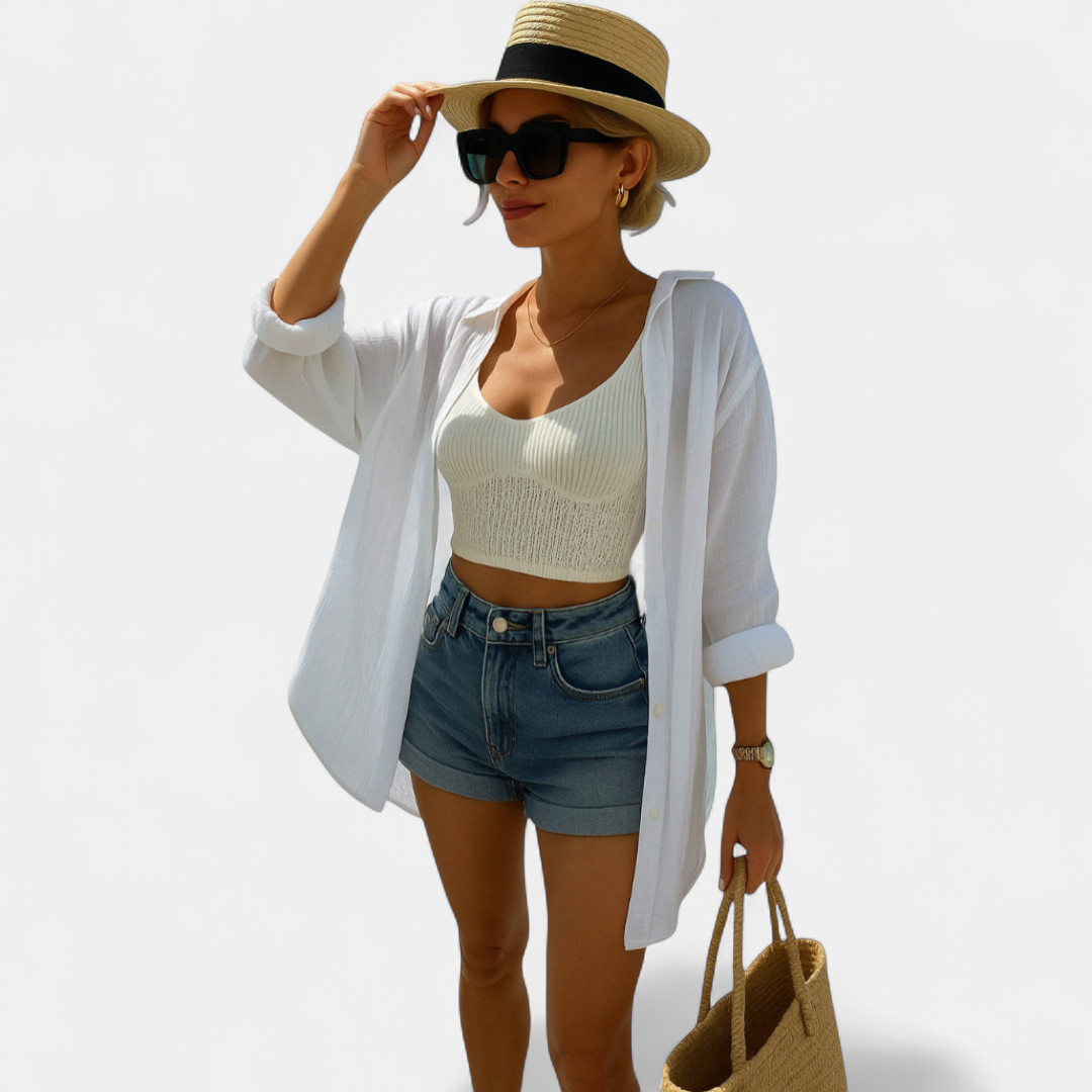 Women's Collared Button Down Oversized Shirt, Drop Shoulder Hi Low