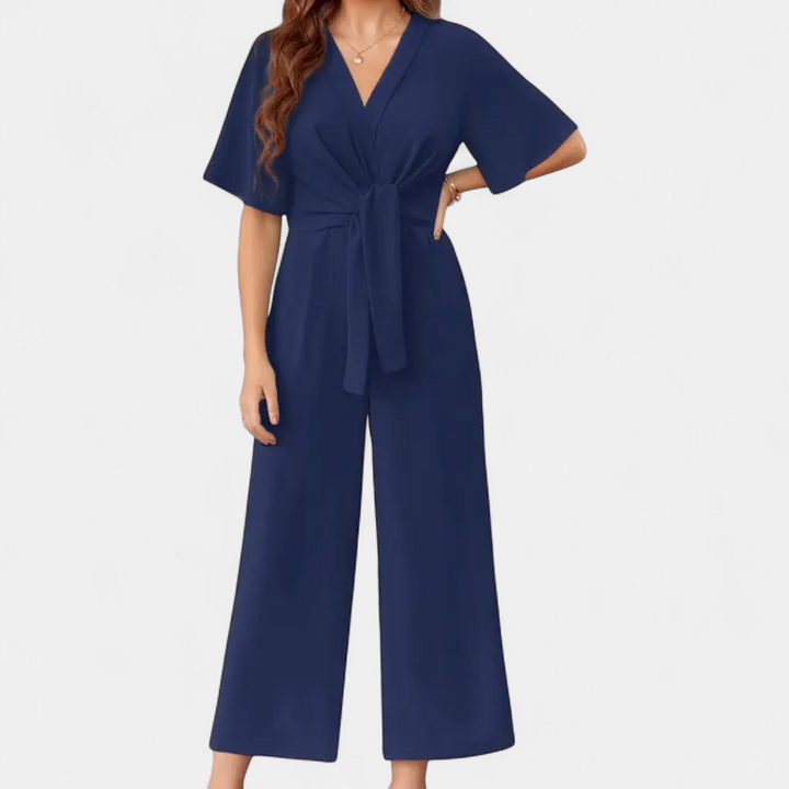 PETRA | Minimalist V-Neck Wide Leg Jumpsuit