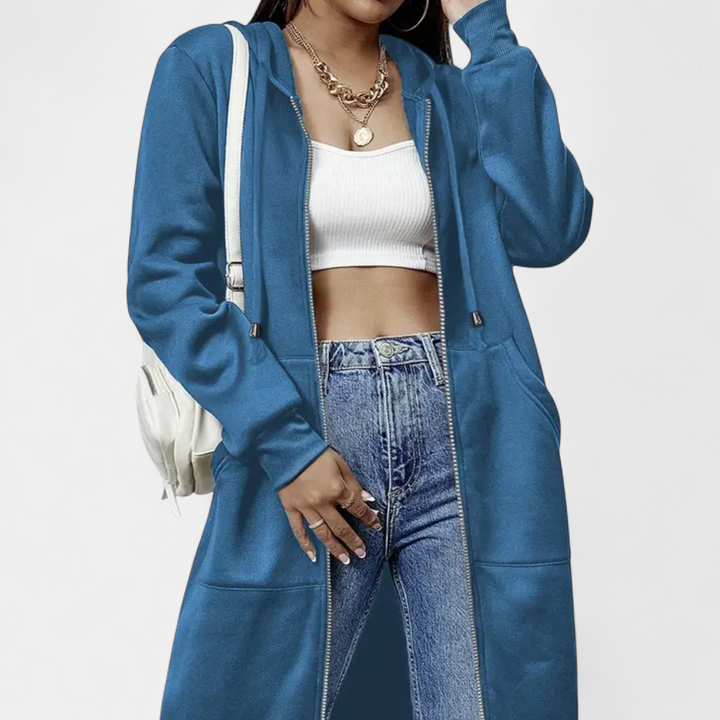 REESE | Cozy Letter-Print Zip-Up Hoodie Cardigan
