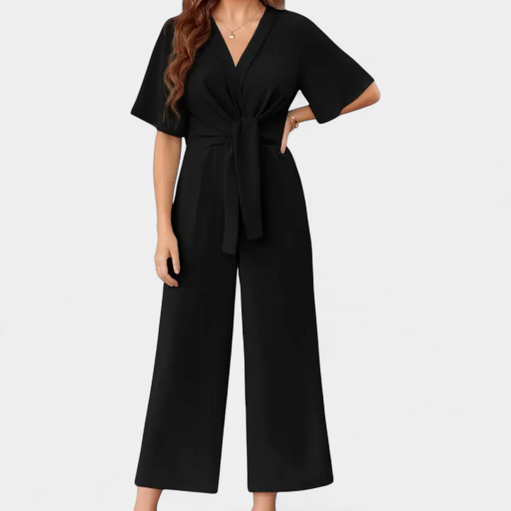 PETRA | Minimalist V-Neck Wide Leg Jumpsuit