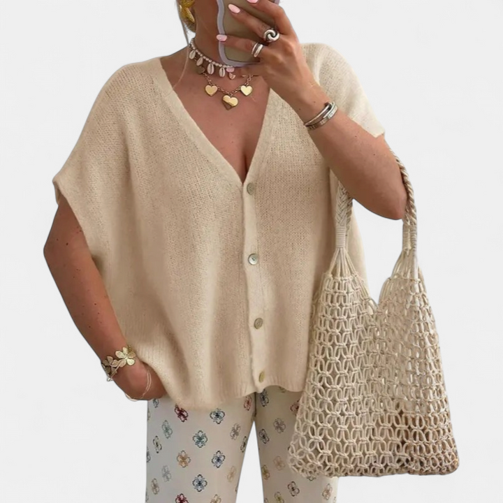 NELLIE | Hollow Knit Sleeveless Cardigan