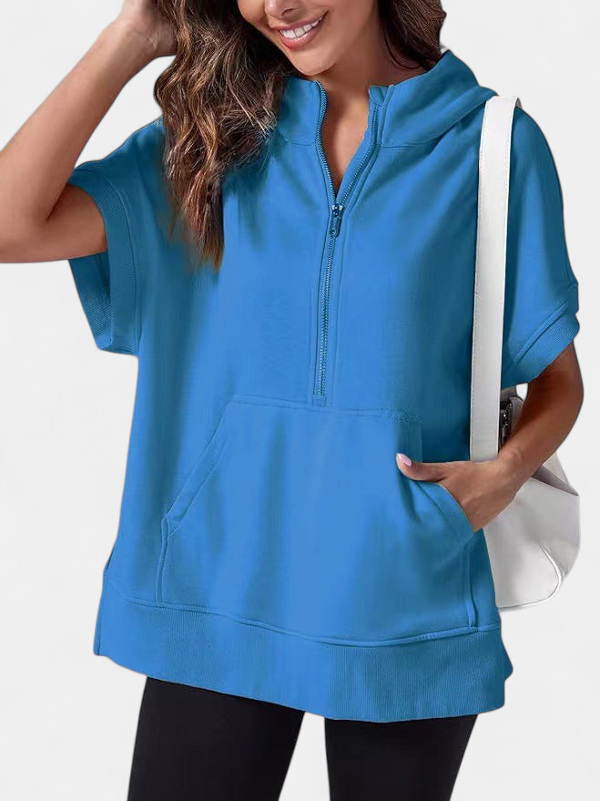 HISPER | Relaxed Oversized Half-Zip Summer Hoodie