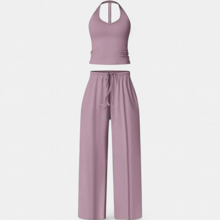 TEAGAN | Flare Leg Padded Sports Bra Fitness Suit 2 Piece High Waisted Pants With Padded Stretch Sports Bra Set