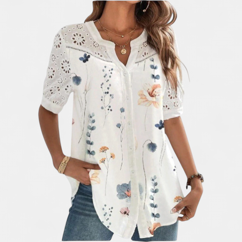 ANNELISE | Casual Lace Printed Blouse