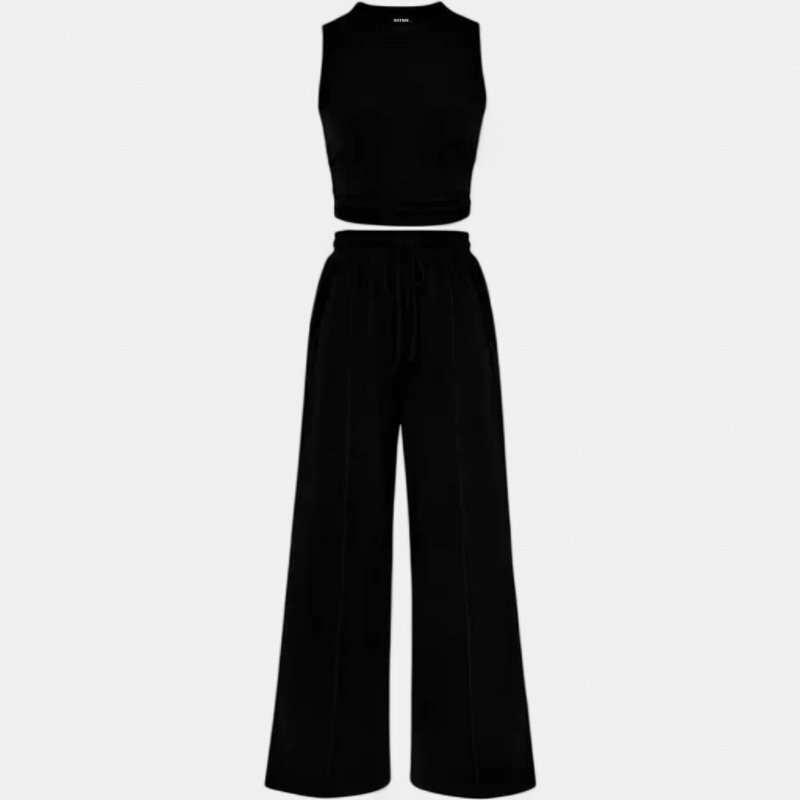 YUMI | Wide Leg Pants & Cropped Top Lounge Set
