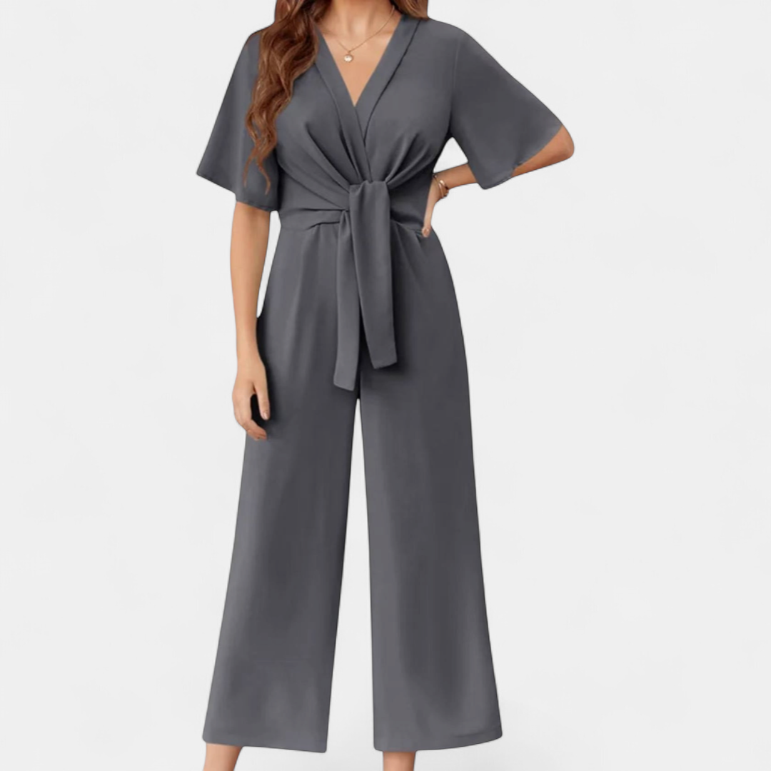 PETRA | Minimalist V-Neck Wide Leg Jumpsuit
