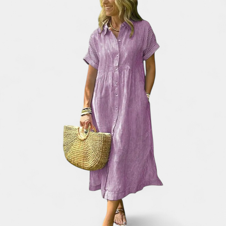 ANDREA | Relaxed Striped Summer Midi Dress