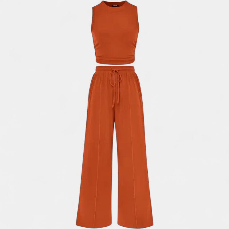 YUMI | Wide Leg Pants & Cropped Top Lounge Set