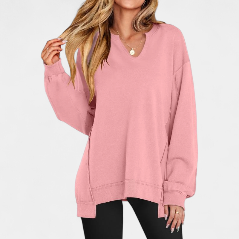 LOREN | Women's Oversized V-Neck Sweatshirt Tunic for Winter