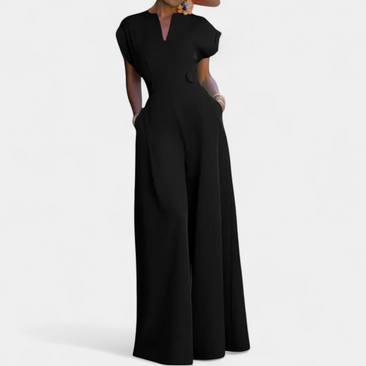 LENNORA | Chic Cap Sleeve Wide Leg Jumpsuit