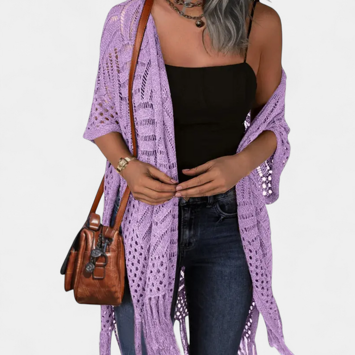 SOLÈNE | Boho Crochet Tassel Kimono Cardigan