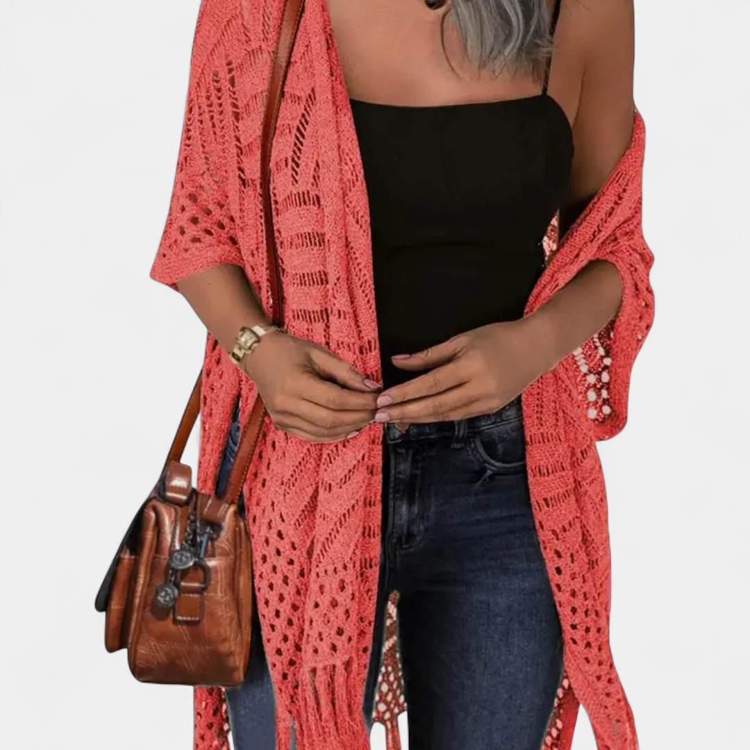 SOLÈNE | Boho Crochet Tassel Kimono Cardigan