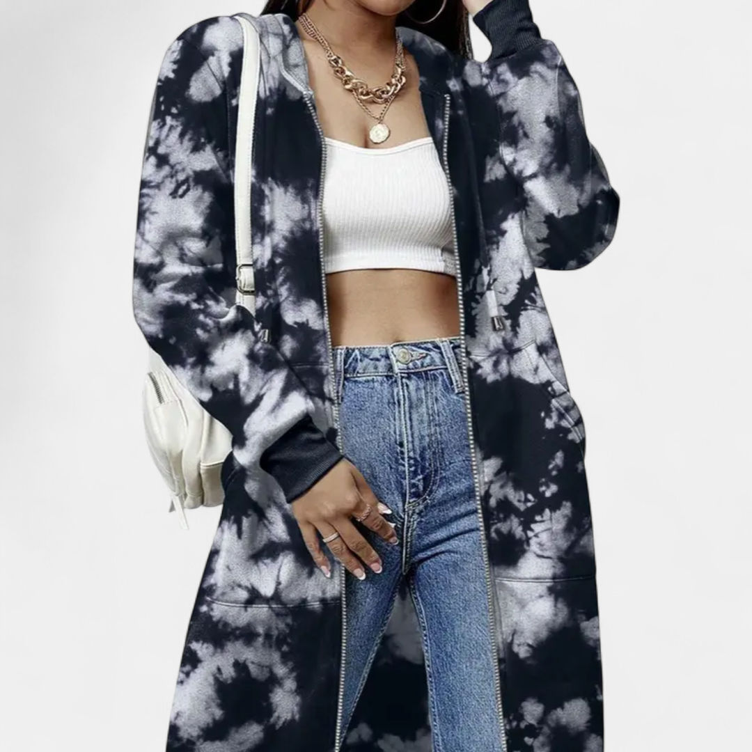 REESE | Cozy Letter-Print Zip-Up Hoodie Cardigan