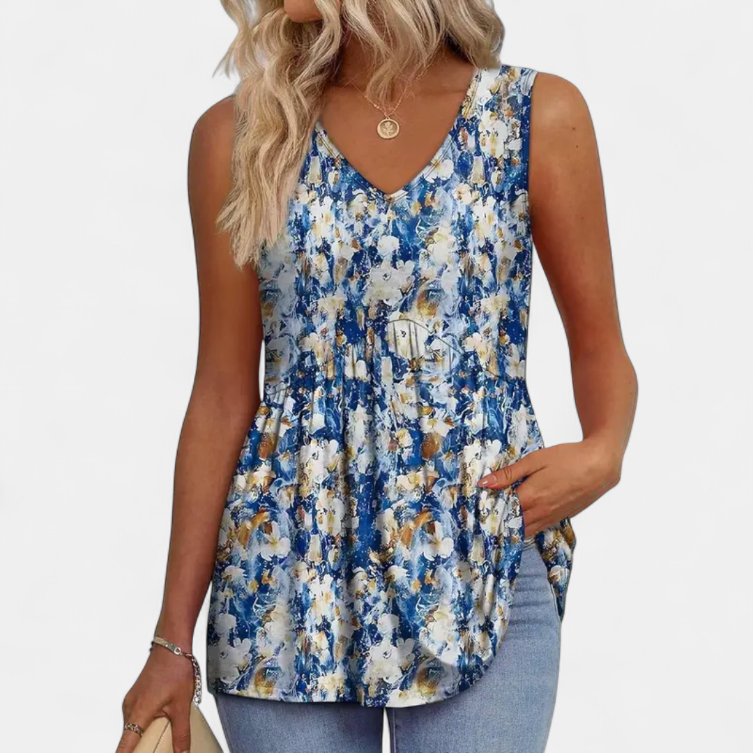 LUELLE | Printed Flowy Sleeveless Tank Top