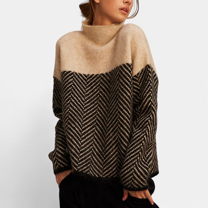 NORA | Two-Tone High-Neck Pullover