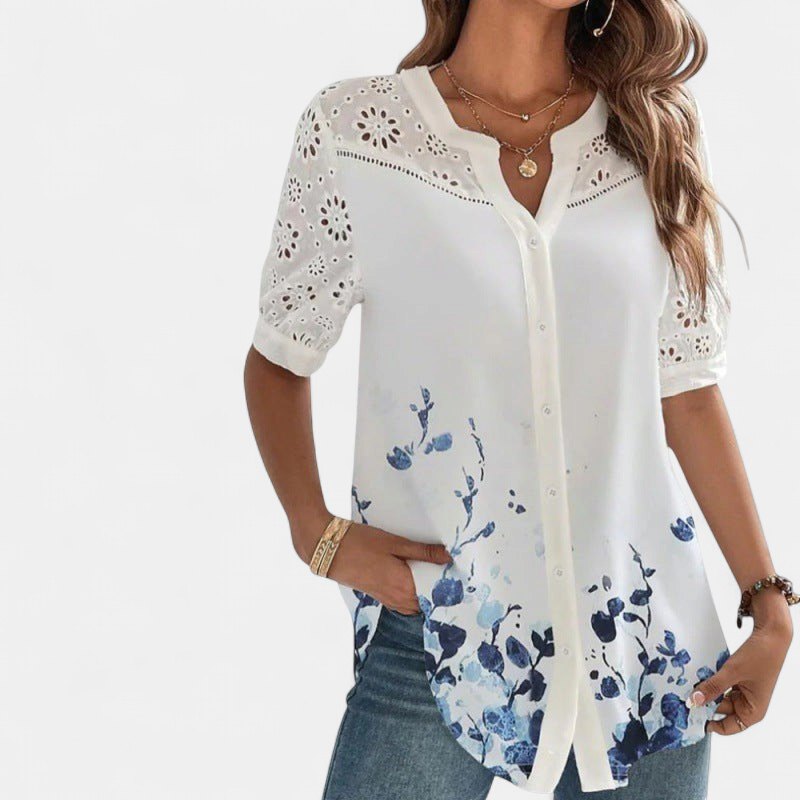 ANNELISE | Casual Lace Printed Blouse