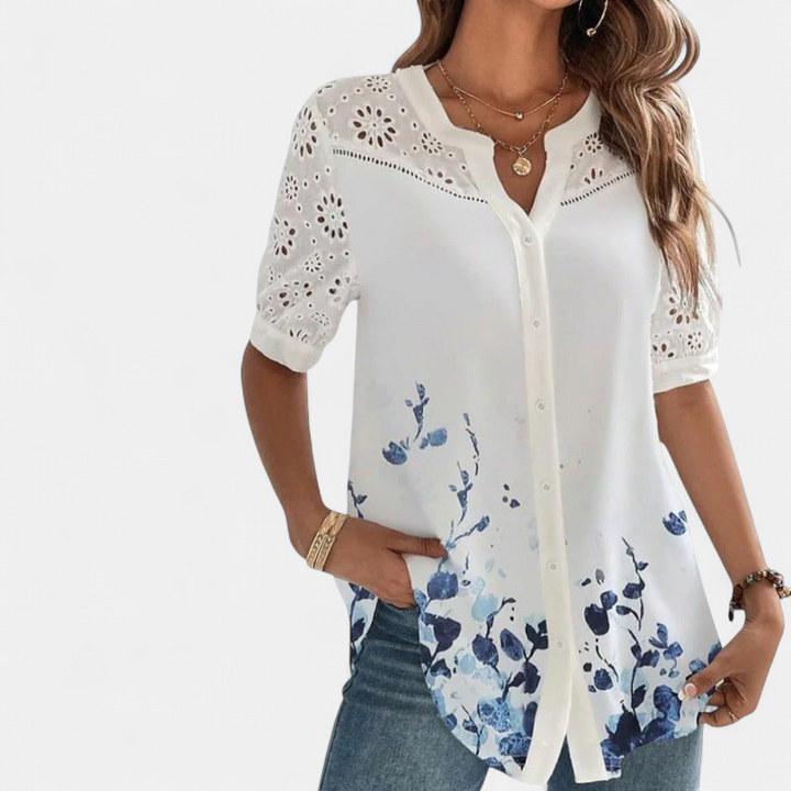 ANNELISE | Casual Lace Printed Blouse
