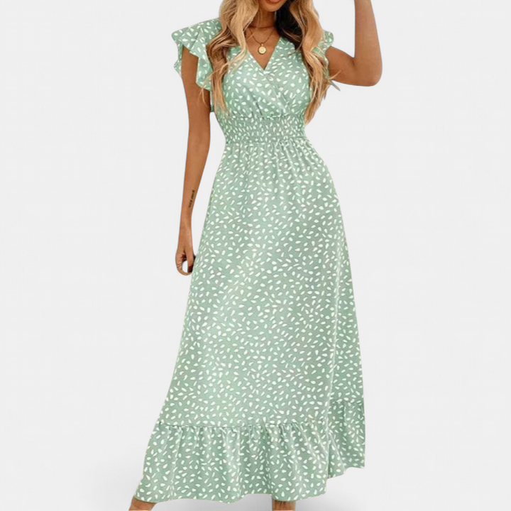 CELESTINE | Floral Wrap Boho Midi Dress