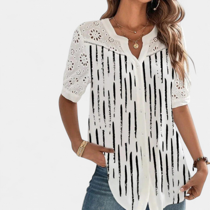 ANNELISE | Casual Lace Printed Blouse