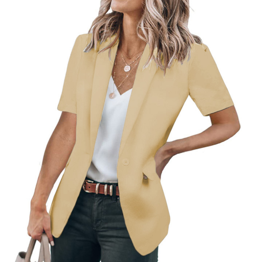 Women's Tailored Blazer Jacket, Notch Lapel One Button Elbow Sleeves