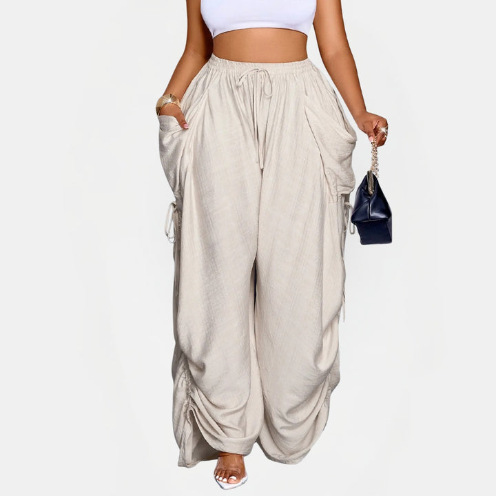 Women's Wide Leg Balloon Harem Pants with Cinched Ankle