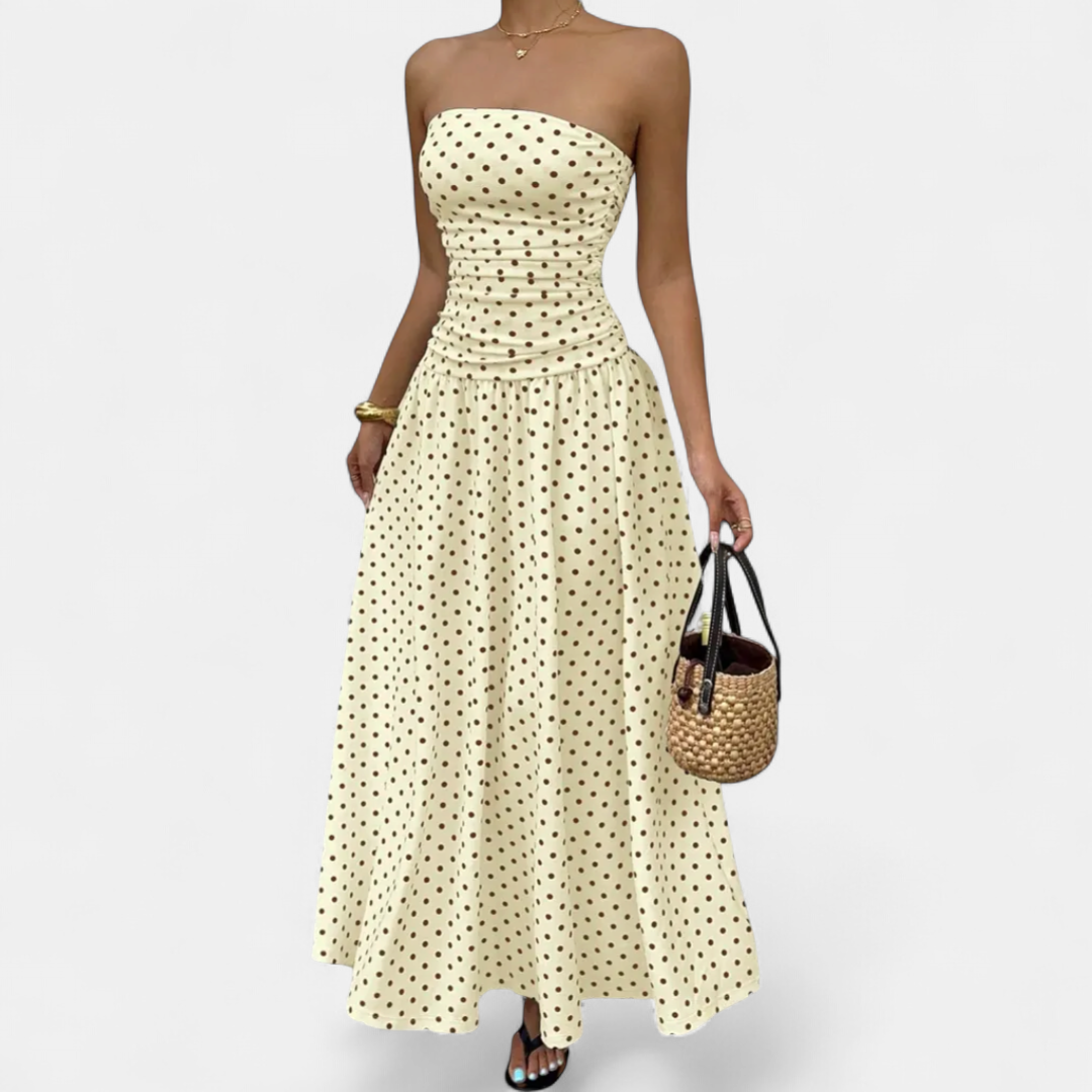 ODESSA | Polka Dot Ruffle Maxi Dress