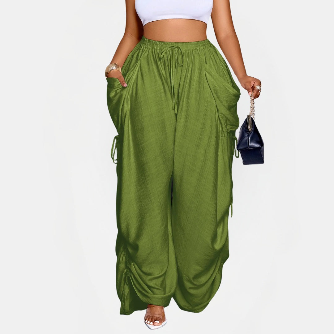 Women's Wide Leg Balloon Harem Pants with Cinched Ankle