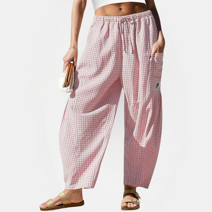 Women's Cargo Patch Pocket Wide Leg Drawstring Pants