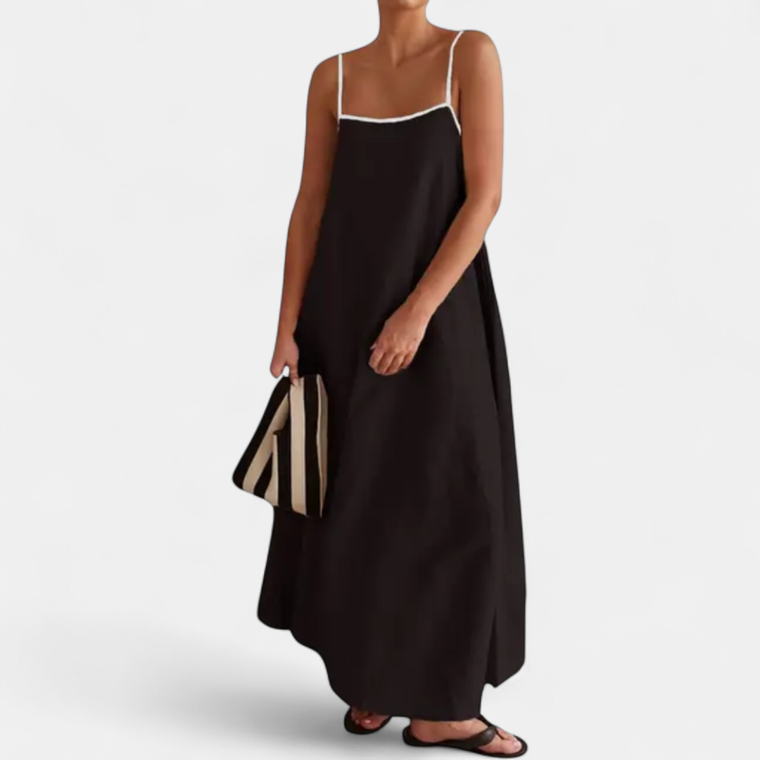 SOLÈNE | Contrast Linen Swing Maxi Dress