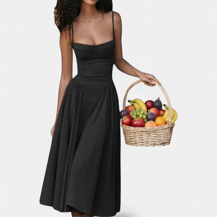 AUDRINA | Backless Adjustable Strap Midi Dress