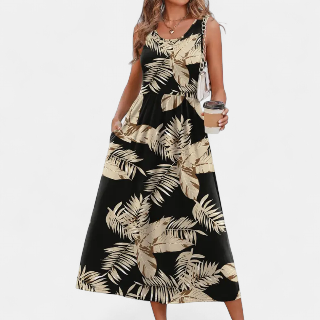 ZEPHYRA | Boho Floral Halter Midi Dress