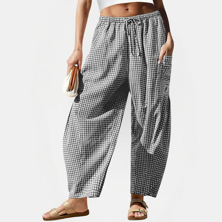 Women's Cargo Patch Pocket Wide Leg Drawstring Pants