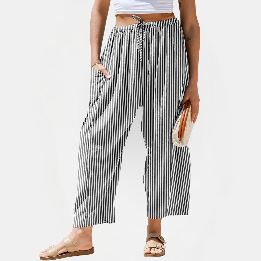 Women's Cargo Patch Pocket Wide Leg Drawstring Pants