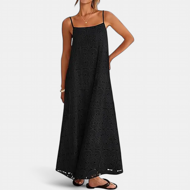 LUNA | Floral Lace Eyelet Boho Maxi Dress